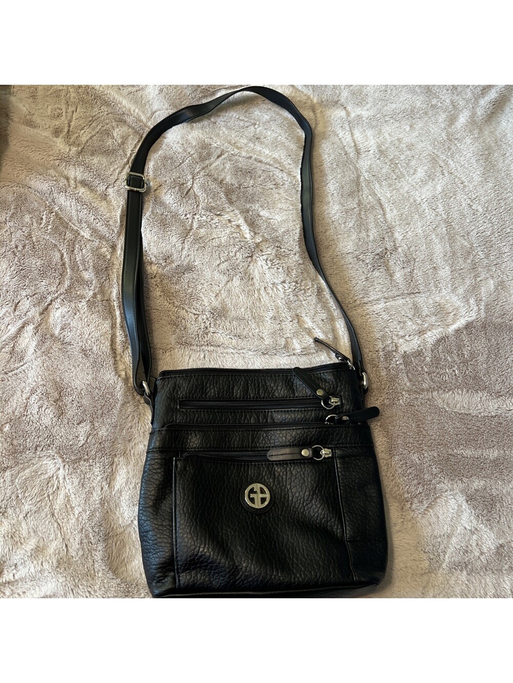 Giani Bernini Small Black Leather Crossbody Purse Classic Travel